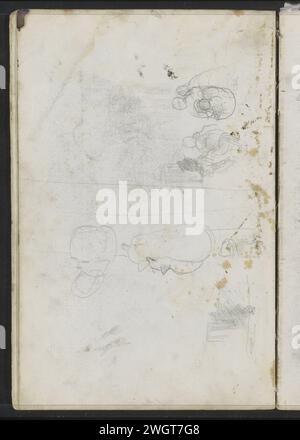 Arbeitsblatt, inklusive Sitzfiguren im Kreis, ca. 1855 - ca. 1859 Blatt 8 Verso aus einem Skizzenbuch mit 22 Blättern. Zandvoort Papier. Bleistift sitzende Figur Stockfoto