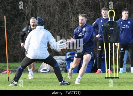 Oriam Sports Centre Edinburgh.Scotland, UK. Februar 2024. Scotland Rugby Training für Six Nations Match gegen France Scotlands Credit: eric mccowat/Alamy Live News Stockfoto