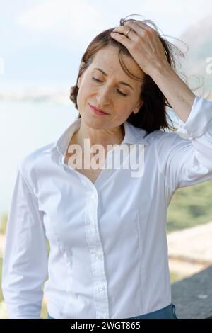 Porträt einer brünetten Frau, Bonzeno LC, Italien. Stockfoto
