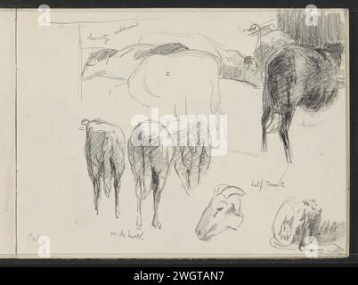Studienblatt mit Schafen in Exloo, ca. 1904 - ca. 1912 Seite 13 Recto aus einem Skizzenbuch mit 27 Zeitschriften. Exloo-Papier. Kreideschaf Exloo Stockfoto