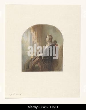 Cellospieler Jozef Israëls, 1834 - 1911 Zeichenpapier. Deckfarbe. Aquarell (Farbe). Kreidepinsel eine Person spielt Streichinstrument (gebogen). viola, Violoncello; Kontrabass Stockfoto