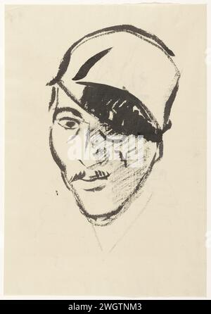 Selbstporträt mit schwarzem Augenfleck, Rik Wouters, Bürstenkopf aus Zeichenpapier 1915 (Mensch) Stockfoto