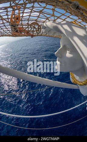 Bugspriet maiden auf der Royal Clipper, Mittelmeer, Sardinien, Italien Stockfoto