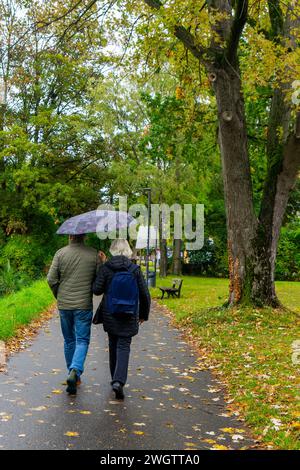 Spaziergang entlang des langen neckars Stockfoto
