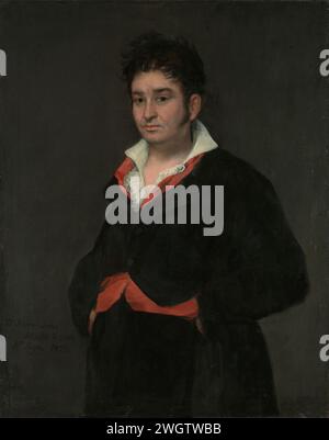 Porträt von Don Ramón Satué, Francisco de Goya, 1823 Gemälde Porträt von Don Ramón Satué. Mitglied der Sala de Alcaldes de Corte per la Audiencia Territorial de Madrid. Hippiece, links, stehend mit den Händen in den Taschen. Leinwand. Ölfarbe (Farbe) historische Personen (+ halblanges Porträt) Stockfoto