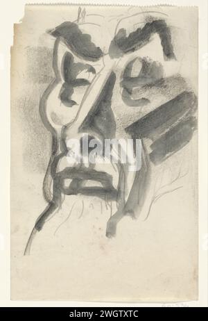 Porträt von Jan Toorop, Leo Gestel, 1920 - 1922 Zeichenpapier. Kreide. Bleistiftbürste historische Personen. Porträt, Selbstporträt des Zeichners Stockfoto