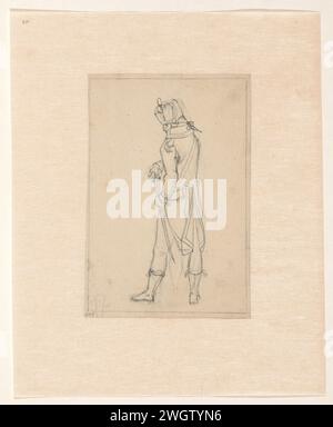 Stehender Soldat, schräg auf dem Rücken, Dirk Langendijk, 1758 - 1805 Zeichenpapier. Tinte. Bleistiftstift Stockfoto