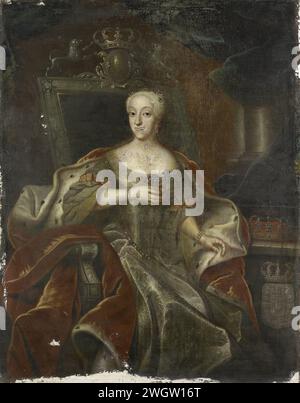 Porträt der Prinzessin Charlotte Amalie, Tochter Friedrichs IV., König von Dänemark, anonym, 1755–1765 Gemälde Porträt von Charlotte Amalie (1706–82), Tochter von Friedrich IV., König von Dänemark. Kniestück, sitzend auf einem Thron, in einem Hermelinmantel, mit der rechten Hand vor der Brust. Dänische Leinwand. Ölfarbe (Farbe) historische Personen - BB - Frau Stockfoto