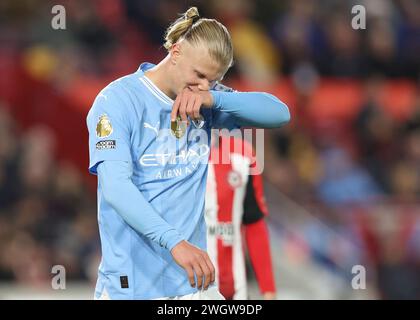 London, Großbritannien. Februar 2024. Erling Haaland von Manchester City während des Premier League-Spiels im Gtech Community Stadium in London. Der Bildnachweis sollte lauten: Paul Terry/Sportimage Credit: Sportimage Ltd/Alamy Live News Stockfoto
