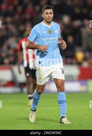 London, Großbritannien. Februar 2024. Rodri von Manchester City während des Premier League-Spiels im Gtech Community Stadium in London. Der Bildnachweis sollte lauten: Paul Terry/Sportimage Credit: Sportimage Ltd/Alamy Live News Stockfoto