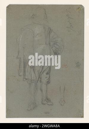 Studie eines stehenden Mannes mit Hut unter dem Arm, Anonym, 1600 - 1699 Zeichenpapier. Stehfigur mit Kreide Stockfoto