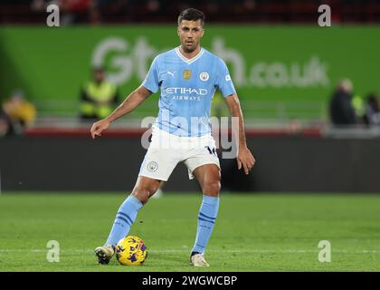 London, Großbritannien. Februar 2024. Rodri von Manchester City während des Premier League-Spiels im Gtech Community Stadium in London. Der Bildnachweis sollte lauten: Paul Terry/Sportimage Credit: Sportimage Ltd/Alamy Live News Stockfoto
