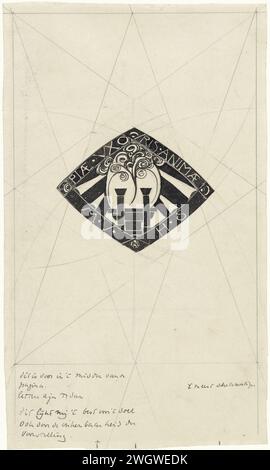 Ontwerp voor een Vignet Piae Ehefrau of the Soul, Richard Nicholai Roland Holst, 1878–1938 Zeichenpapier. Tinte. Vignette des Bleistiftes. Vignette Stockfoto