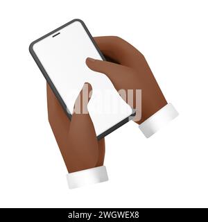Menschliche Hände halten das Smartphone, berühren den weißen leeren Bildschirm mit Finger-Vektor-Illustration Stock Vektor