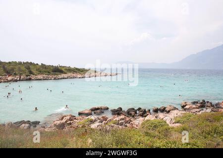 Die Insel Sedir, auch bekannt als Kleopatra Island in der Provinz Mugla, Türkei Stockfoto