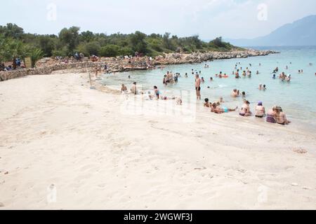 Der Strand auf der Insel Sedir, auch bekannt als Cleopatra Island in der Provinz Mugla, Türkei Stockfoto