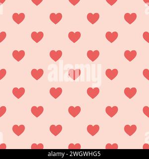 Handgezeichnetes nahtloses Muster mit rosafarbenen Herzen. Einfacher Hintergrund für Textilien, Geschenkpapier, Karte für St. Valentinstag. Stock Vektor
