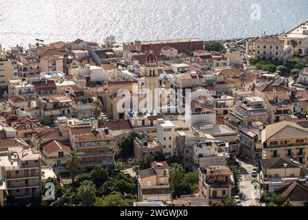 Hafen von Zakynthos Stadt aus bochali Sicht, Griechenland. Stadt Zakynthos. Panorama der Stadt Zante Zakynthos in Griechenland. Stockfoto