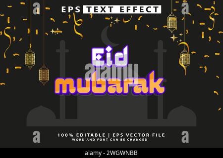 EID mubarak bearbeitbarer Texteffekt Stock Vektor