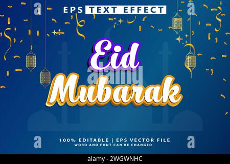EID mubarak bearbeitbarer Texteffekt Stock Vektor