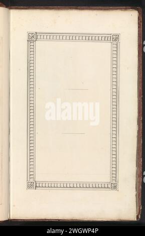 Rahmen, anonym, 1809 - 1814 Zeichnung leerer Rahmen. Teil des ersten Albums mit Zeichnungen von vierbeinigen Freunden. Das erste von zwölf Alben mit Zeichnungen von Tieren, Vögeln und Pflanzen, die um 1600 bekannt sind, wurde von Kaiser Rudolf II. In Auftrag gegeben Mit Erläuterungen in Niederländisch, Lateinisch und Französisch. Papier der südlichen Niederlande. Tintenstift-/Pinselrahmen für Malerei usw. Stockfoto