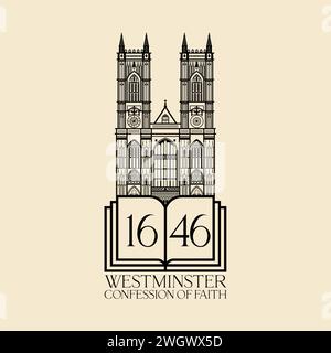 Reformierte christliche Kunst. 1646 das Westminster-Glaubensbekenntnis. Stock Vektor