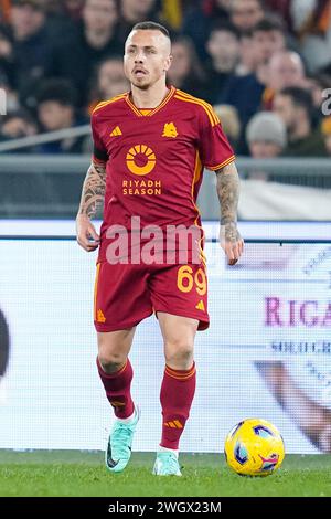 Rom, Italien. Februar 2024. Angelino von AS Roma während des Spiels Der Serie A zwischen AS Roma und Cagliari Calcio im Stadio Olimpico am 5. Februar 2024 in Rom. Quelle: Giuseppe Maffia/Alamy Live News Stockfoto