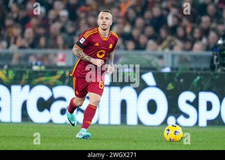 Rom, Italien. Februar 2024. Angelino von AS Roma während des Spiels Der Serie A zwischen AS Roma und Cagliari Calcio im Stadio Olimpico am 5. Februar 2024 in Rom. Quelle: Giuseppe Maffia/Alamy Live News Stockfoto