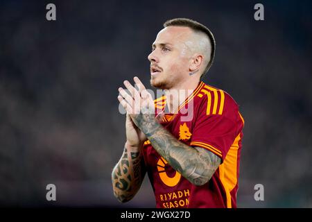 Rom, Italien. Februar 2024. Angelino von AS Roma während des Spiels Der Serie A zwischen AS Roma und Cagliari Calcio im Stadio Olimpico am 5. Februar 2024 in Rom. Quelle: Giuseppe Maffia/Alamy Live News Stockfoto