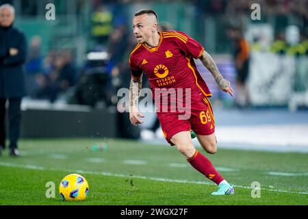 Rom, Italien. Februar 2024. Angelino von AS Roma während des Spiels Der Serie A zwischen AS Roma und Cagliari Calcio im Stadio Olimpico am 5. Februar 2024 in Rom. Quelle: Giuseppe Maffia/Alamy Live News Stockfoto
