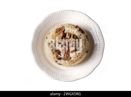 Traditionelle türkische Küche; Fleisch-Reis-Pilaw. Türkischer Name; etli pirinc pilavi Stockfoto