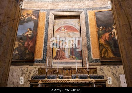 Kapelle der Verkündigung, 16. Jahrhundert, Melozzo da Forli, Pantheon von Agrippa, 126 v. Chr. Roma, Latium, Italien Stockfoto