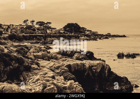 Alte Zeit Sepia Monterey California Coast Stockfoto
