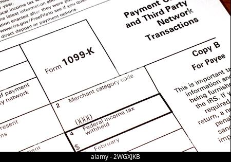 Formular 1099 K Transaktionsdatensatz des Händlers Stockfoto