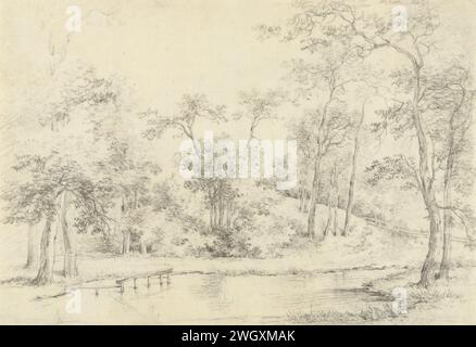 Teich in einem Wald, Pieter Pietersz. Barbiers, 1759 - 1842 Zeichenpapier. Kreide Stockfoto