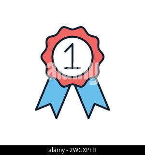 Symbol für Vektorenabzeichen mit Farbbändern. Isoliert auf weißem Hintergrund. Vektorillustration Stock Vektor