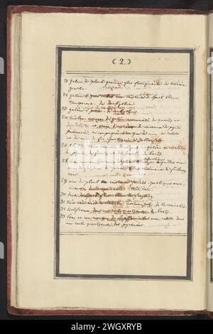 Liste der Mineralien in der Sammlung Burtin (Seite 2), Francois Xavier de Burtin, 1800 - 1814 Handschrift Liste der Mineralien in der Sammlung Burtin (Seite 2), Nr. 21-33. Teil des siebten Albums mit Zeichnungen von Reptilien, Amphibien und naturgeschichtlichen Ensembles. Das siebte von zwölf Alben mit Aquarellen von Tieren, Vögeln und Pflanzen, die um 1600 bekannt sind, wurde von Kaiser Rudolf II. In Auftrag gegeben Mit Erläuterungen in Niederländisch, Lateinisch und Französisch. Papier der südlichen Niederlande. Mineralien und Metalle des Tintenstifts Stockfoto