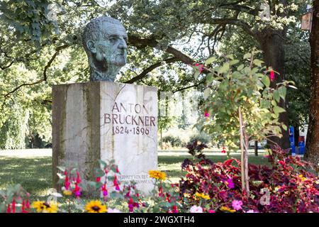 Anton Bruckner Monument, Linz OÖ, Österreich Stockfoto