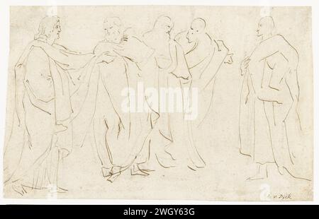 Gruppe stehende Männer in Kleidern, Peter Paul Rubens, 1587 - 1640 Zeichenpapier. Tinte. Bleistift stehende Figur Stockfoto