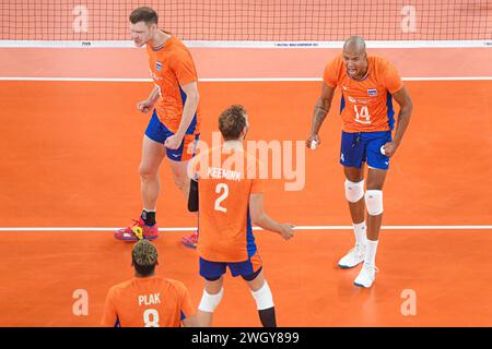 Fabian Plak, Wessel Keemink, Nimir Abdel-Aziz, Michael Parkinson (Niederlande). Volleyball-Weltmeisterschaft 2022. Stockfoto