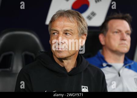 Al Rayyyan, Katar. Februar 2024. Jurgen Klinsmann (KOR) Fußball/Fußball : "AFC Asian Cup Qatar 2023" Halbfinalspiel Jordaniens 2-0 Korea im Ahmad bin Ali Stadium in Al Rayyan, Katar . Quelle: Mutsu Kawamori/AFLO/Alamy Live News Stockfoto