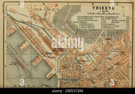 Österreich-Ungarn - mit Exkursionen nach Cetinje, Belgrad und Bukarest - Handbuch für Reisende (1911) (Triest). Stockfoto