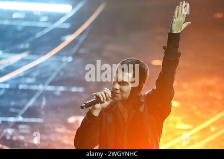 Sanremo, Italien. Februar 2024. Maninni während der 74. Ausgabe des SANREMO Italian Song Festivals im Ariston Theatre in Sanremo, Norditalien - Dienstag, 6. FEBRUAR 2024. Unterhaltung. (Foto: Marco Alpozzi/LaPresse)&#xa0; Foto: LaPresse/Alamy Live News Stockfoto