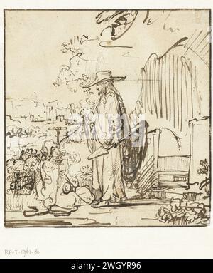 Christus, der Maria Magdalena als Gärtner erscheint (Noli me tangere), Rembrandt van Rijn, um 1645 als Amsterdamer Papier zeichnete. Tinte. Deckfarbe Stift / Pinsel Mary Magdalene kniend vor Christus, die normalerweise als Gärtner mit einer Hacke und/oder einem Spaten dargestellt wird; „Noli me tangere“ Stockfoto