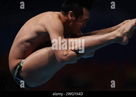 Doha, Katar. Februar 2024. Sho Sakai (JPN) Tauchen : World Aquatics Championships Doha 2024 3m Sprungbrett für Herren im Hamad Aquatic Centre in Doha, Katar. Quelle: Naoki Morita/AFLO SPORT/Alamy Live News Stockfoto