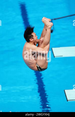 Doha, Katar. Februar 2024. Sho Sakai (JPN) Tauchen : World Aquatics Championships Doha 2024 3m Sprungbrett für Herren im Hamad Aquatic Centre in Doha, Katar. Quelle: Naoki Morita/AFLO SPORT/Alamy Live News Stockfoto