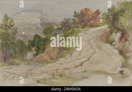 Straße in einer italienischen Berglandschaft, Samuel Palmer, 1815 - 1881 Zeichenpapier. Deckfarbe. Aquarell (Farbe). Bleistiftbürste (hoch) Hügel Italien Stockfoto