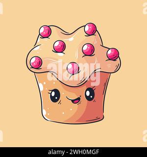 Netter Kuchen lächelnder Karikaturvektor Stock Vektor