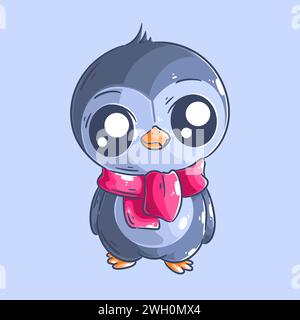 Der süße Pinguin ist ein stehender Comic-Vektor Stock Vektor