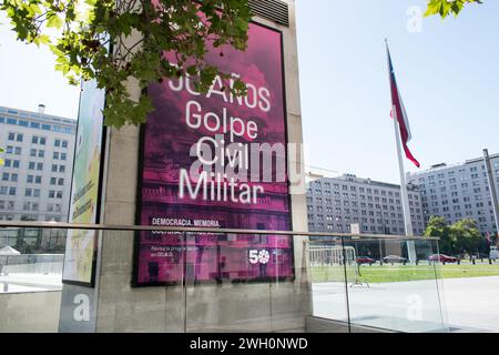 Das Centro Cultural La Moneda in Santiago de Chile ist ein dynamisches Kulturzentrum im historischen Palacio de La Moneda. Stockfoto
